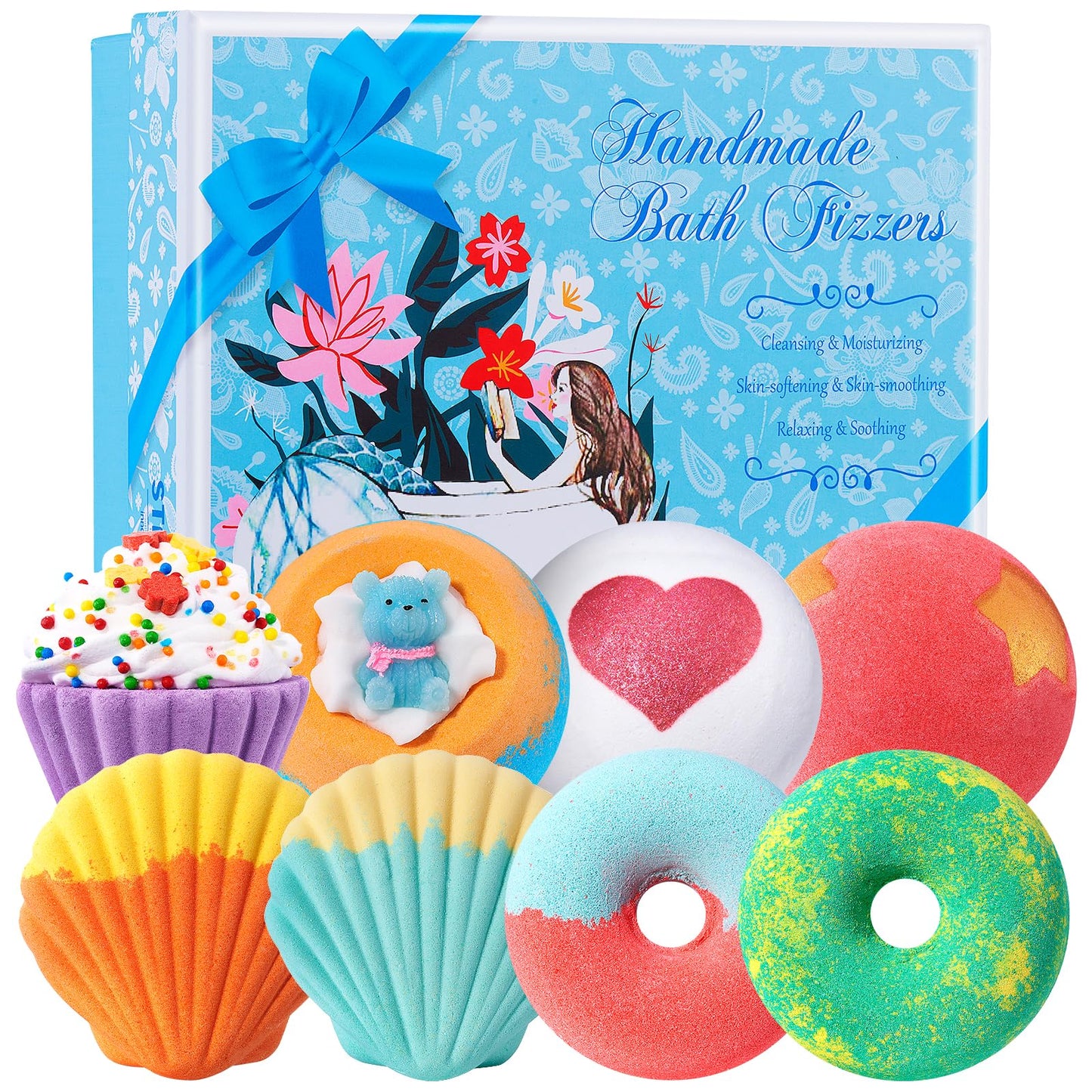 STNTUS INNOVATIONS Bath Bombs, 7 Natural Bath Bomb Gift Set, Bubble Bathbombs for Women Kids, Shea Butter Moisturize, Gifts for Mom Her Girlfriend, Mothers Day Gifts, for Birthday Valentines Christmas