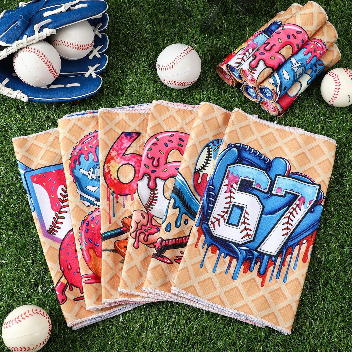 12 Pcs Cooling Towel Baseball Football Basketball Breathable Chilly Softball Soccer Ice Towel, 40"x12" Tennis Microfiber Accessories for Player(White,Baseball)