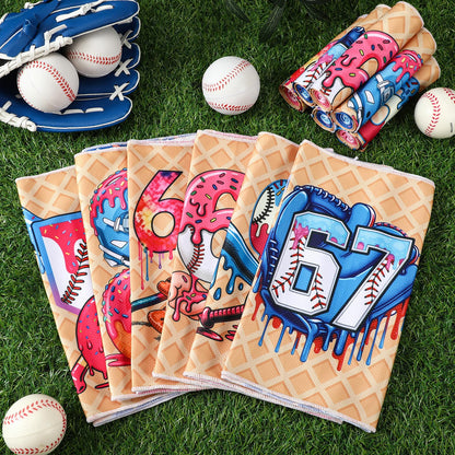 12 Pcs Cooling Towel Baseball Football Basketball Breathable Chilly Softball Soccer Ice Towel, 40"x12" Tennis Microfiber Accessories for Player(White,Baseball)