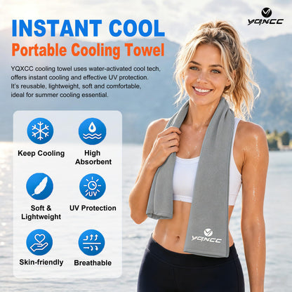 YQXCC 4 Pack Cooling Towels 40"x12", Cold Cool for Neck & Face | Cooling Neck Wraps, Soft Breathable Microfiber Chilly Towels, Ideal for Gym, Yoga, Golf, Running, Camping & Hot Weather