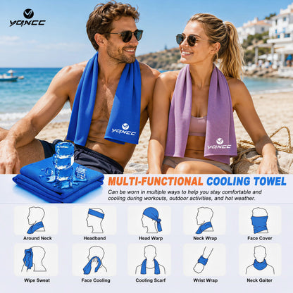 YQXCC 4 Pack Cooling Towels 40"x12", Cold Cool for Neck & Face | Cooling Neck Wraps, Soft Breathable Microfiber Chilly Towels, Ideal for Gym, Yoga, Golf, Running, Camping & Hot Weather