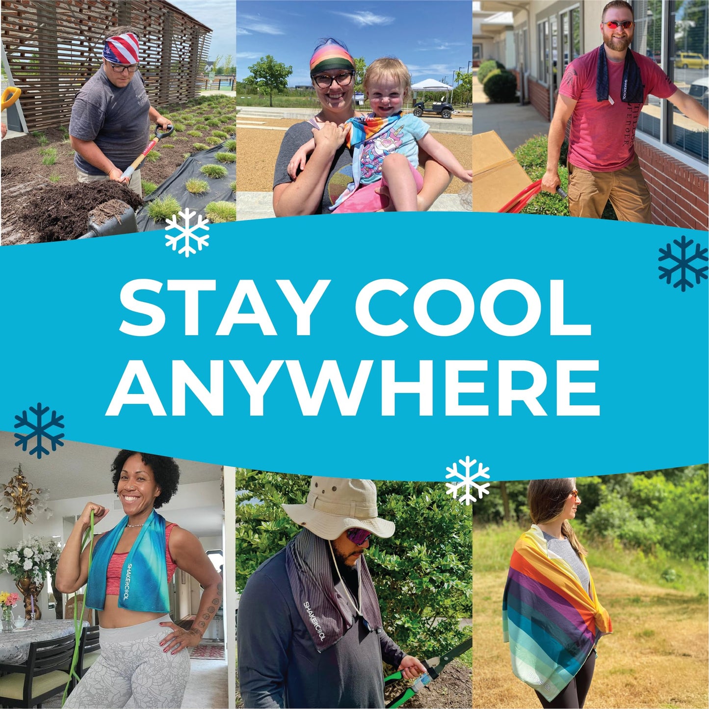 SHAKEitCOOL Original Cooling Towel – Be Cool in Style - Heat Relief, Soft, Lightweight, Sun Protection, Easy Clean - Perfect for Biking, Running, Yoga, Gym, Gardening - Aurora