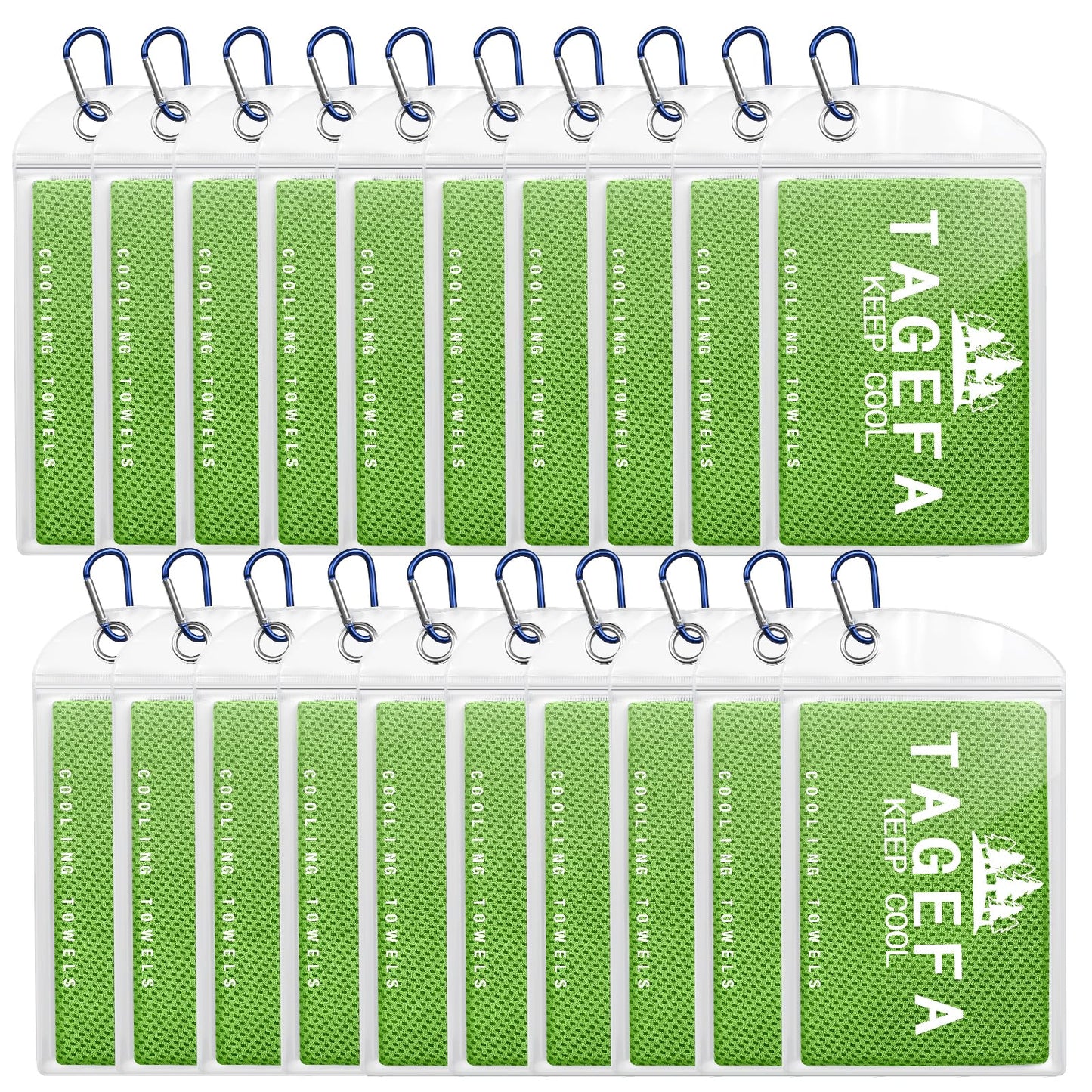 Cooling Towels 20 Pack, 40"x 12" Cooling Rags Neck Wraps for Sports with Carrying Pouch, Gym Cooling Neck Towels for Hor Weather, Sweat, Fitness, Travel
