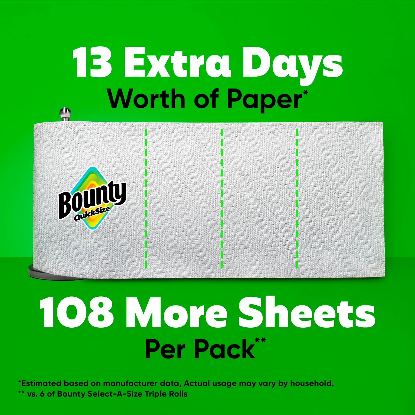 Bounty Paper Towels Quick Size, White, 16 Family Rolls = 40 Regular Rolls