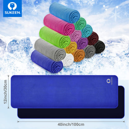 Sukeen 4 Pack Cooling Towels (40"x12") for Neck and Face, Cooling Neck Wraps, Breathable Cooling Towel for Hot Weather, Sweat Towels for Yoga, Sports, Golf, Gym, Camping, Running, Fitness, Workout