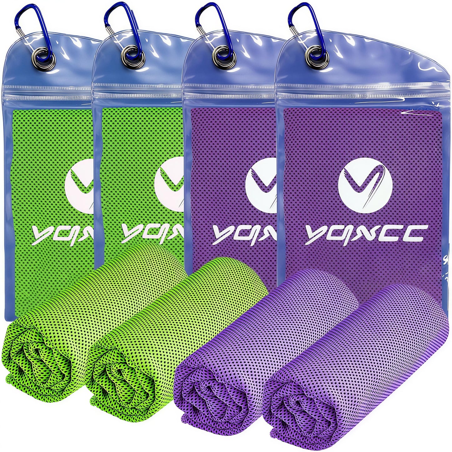 YQXCC 4 Pack Cooling Towels (40"x12"), Cool Neck Towel, Soft Breathable Microfiber for Gym, Yoga, Golf, Running, Camping & Summer Outdoor Activities