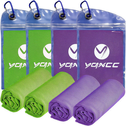 YQXCC 4 Pack Cooling Towels (40"x12"), Cool Neck Towel, Soft Breathable Microfiber for Gym, Yoga, Golf, Running, Camping & Summer Outdoor Activities