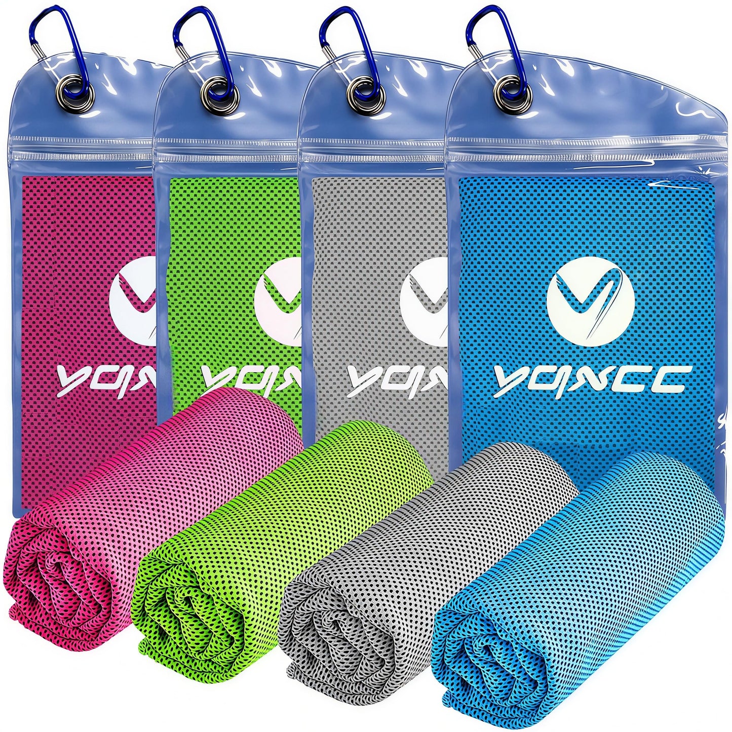YQXCC 4 Pack Cooling Towels (40"x12"), Cool Neck Towel, Soft Breathable Microfiber for Gym, Yoga, Golf, Running, Camping & Summer Outdoor Activities