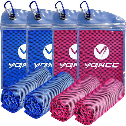 YQXCC 4 Pack Cooling Towels (40"x12"), Cool Neck Towel, Soft Breathable Microfiber for Gym, Yoga, Golf, Running, Camping & Summer Outdoor Activities