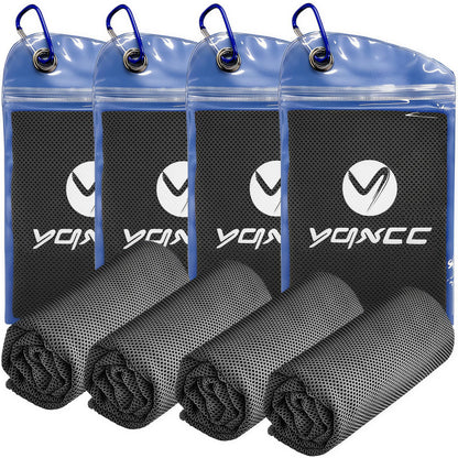 YQXCC 4 Pack Cooling Towels (40"x12"), Cool Neck Towel, Soft Breathable Microfiber for Gym, Yoga, Golf, Running, Camping & Summer Outdoor Activities