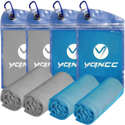 YQXCC 4 Pack Cooling Towels (40"x12"), Cool Neck Towel, Soft Breathable Microfiber for Gym, Yoga, Golf, Running, Camping & Summer Outdoor Activities