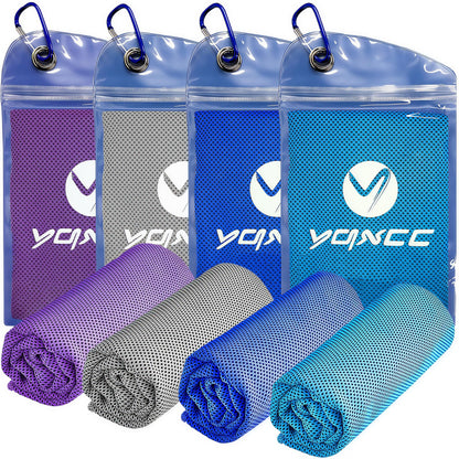 YQXCC 4 Pack Cooling Towels (40"x12"), Cool Neck Towel, Soft Breathable Microfiber for Gym, Yoga, Golf, Running, Camping & Summer Outdoor Activities