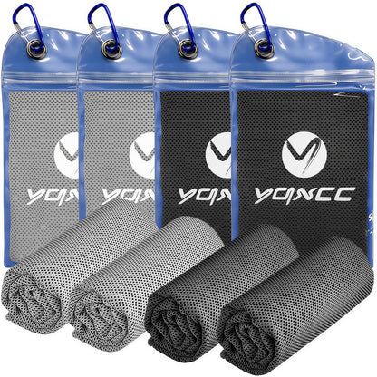 YQXCC 4 Pack Cooling Towels (40"x12"), Cool Neck Towel, Soft Breathable Microfiber for Gym, Yoga, Golf, Running, Camping & Summer Outdoor Activities
