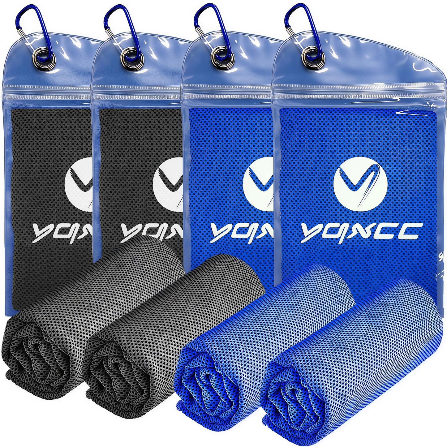 YQXCC 4 Pack Cooling Towels (40"x12"), Cool Neck Towel, Soft Breathable Microfiber for Gym, Yoga, Golf, Running, Camping & Summer Outdoor Activities