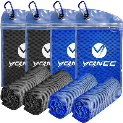 YQXCC 4 Pack Cooling Towels (40"x12"), Cool Neck Towel, Soft Breathable Microfiber for Gym, Yoga, Golf, Running, Camping & Summer Outdoor Activities
