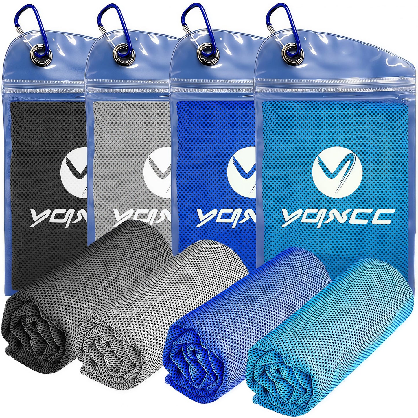 YQXCC 4 Pack Cooling Towels (40"x12"), Cool Neck Towel, Soft Breathable Microfiber for Gym, Yoga, Golf, Running, Camping & Summer Outdoor Activities