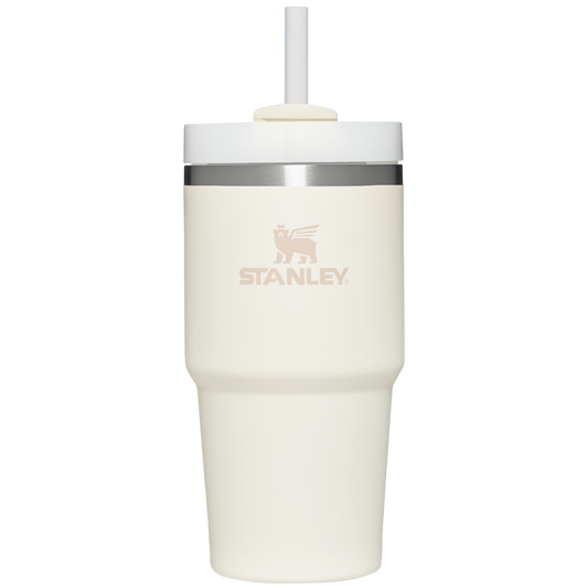 Splash-Resistant FlowState The Quencher H2.0 Flowstate Tumbler D030T - Double-Wall Vacuum Insulated Travel Tumbler with Straw - Cream