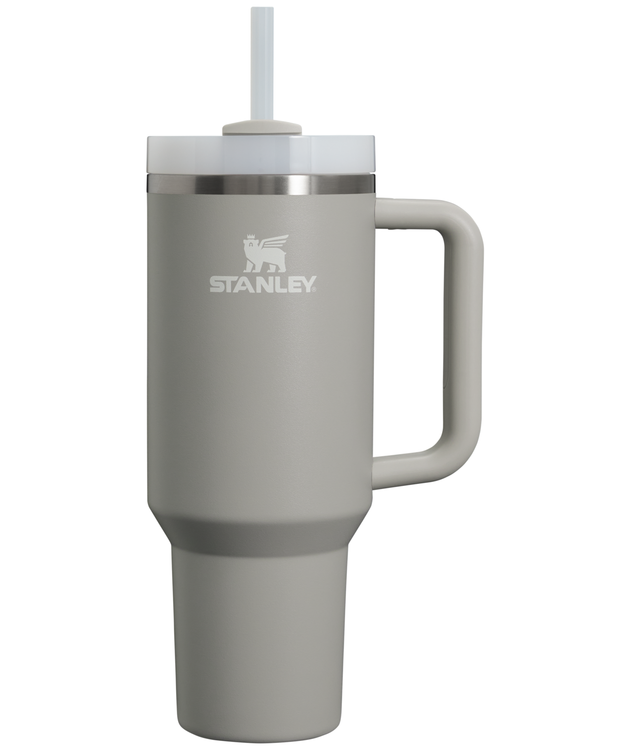 Splash-Resistant FlowState The Quencher H2.0 Flowstate Tumbler  | Stanley Create D332L - Double-Wall Vacuum Insulated Travel Tumbler with Straw - Ash