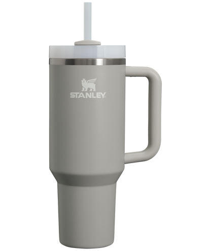 Splash-Resistant FlowState The Quencher H2.0 Flowstate Tumbler  | Stanley Create D332L - Double-Wall Vacuum Insulated Travel Tumbler with Straw - Ash