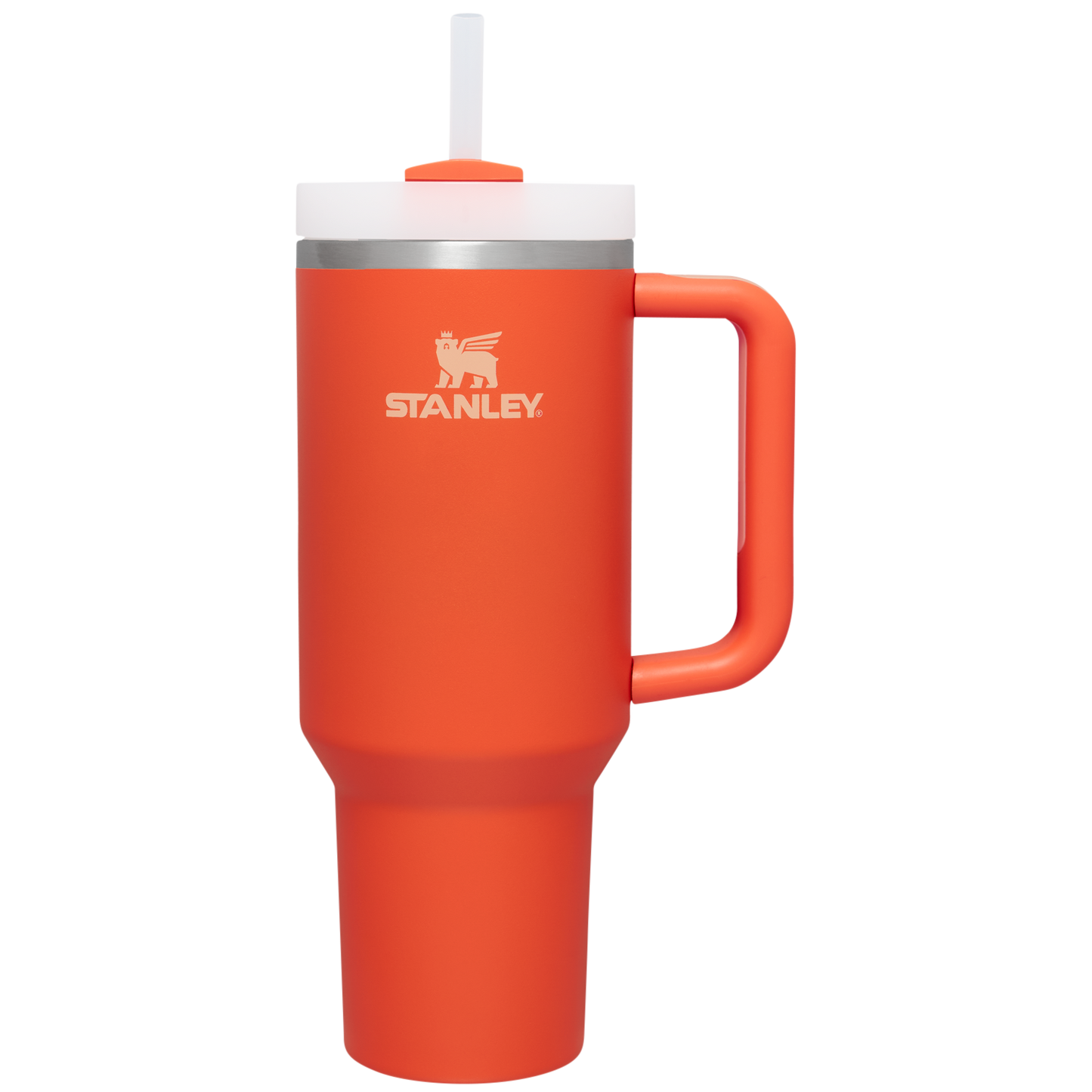 Splash-Resistant FlowState The Quencher H2.0 Flowstate Tumbler  | Stanley Create D332L - Double-Wall Vacuum Insulated Travel Tumbler with Straw - Tigerlily