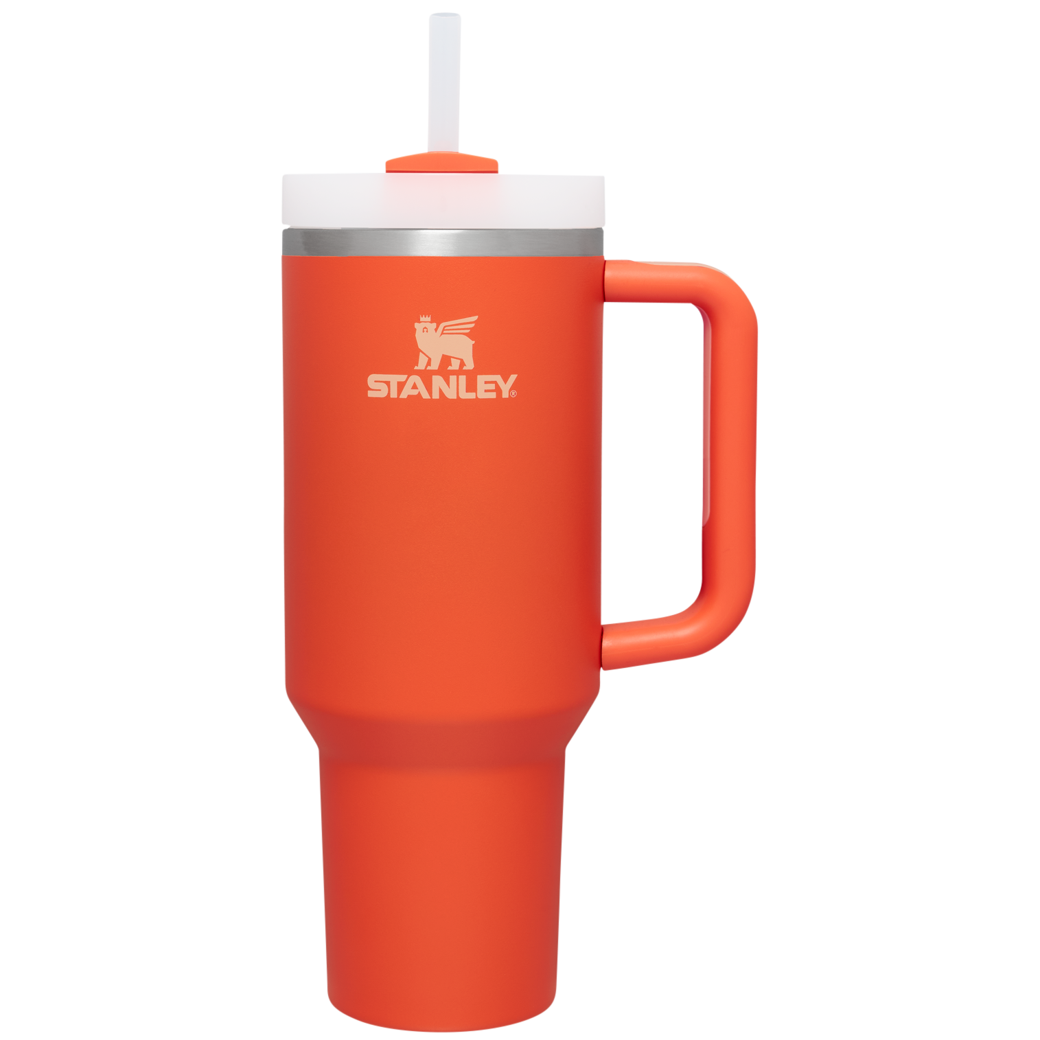 Splash-Resistant FlowState The Quencher H2.0 Flowstate Tumbler  | Stanley Create D332L - Double-Wall Vacuum Insulated Travel Tumbler with Straw - Tigerlily