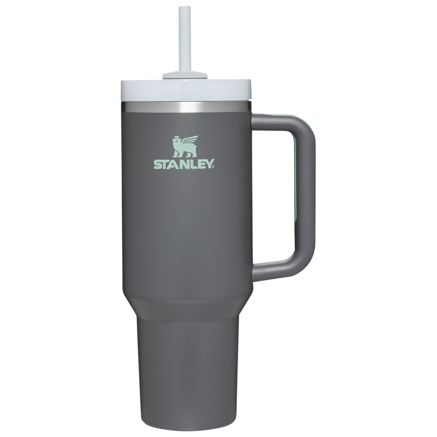 Splash-Resistant FlowState The Quencher H2.0 Flowstate Tumbler  | Stanley Create D332L - Double-Wall Vacuum Insulated Travel Tumbler with Straw - Charcoal