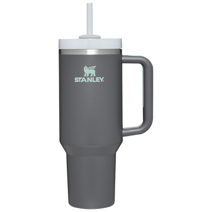 Splash-Resistant FlowState The Quencher H2.0 Flowstate Tumbler  | Stanley Create D332L - Double-Wall Vacuum Insulated Travel Tumbler with Straw - Charcoal