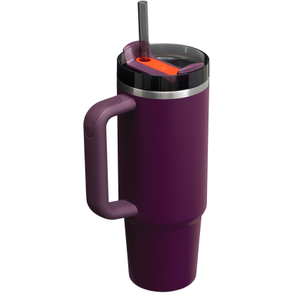 Splash-Resistant FlowState The Quencher H2.0 Flowstate Tumbler | Stanley Create D331C - Double-Wall Vacuum Insulated Travel Tumbler with Straw Detail