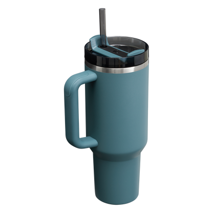 Splash-Resistant FlowState The Quencher H2.0 Flowstate Tumbler  | Stanley Create D332L - Double-Wall Vacuum Insulated Travel Tumbler with Straw Detail
