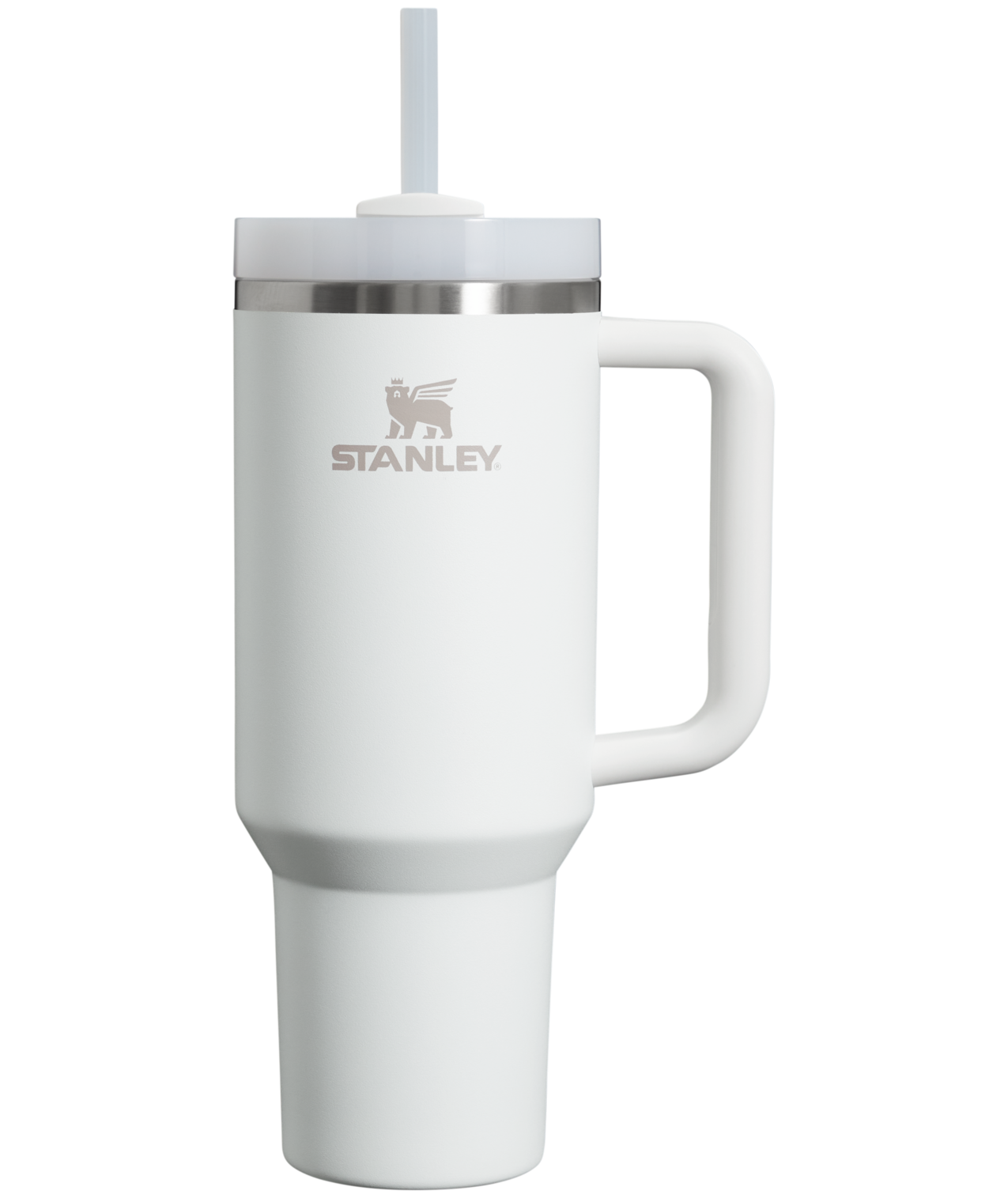 Splash-Resistant FlowState The Quencher H2.0 Flowstate Tumbler  | Stanley Create D332L - Double-Wall Vacuum Insulated Travel Tumbler with Straw - Frost