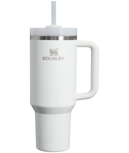 Splash-Resistant FlowState The Quencher H2.0 Flowstate Tumbler  | Stanley Create D332L - Double-Wall Vacuum Insulated Travel Tumbler with Straw - Frost