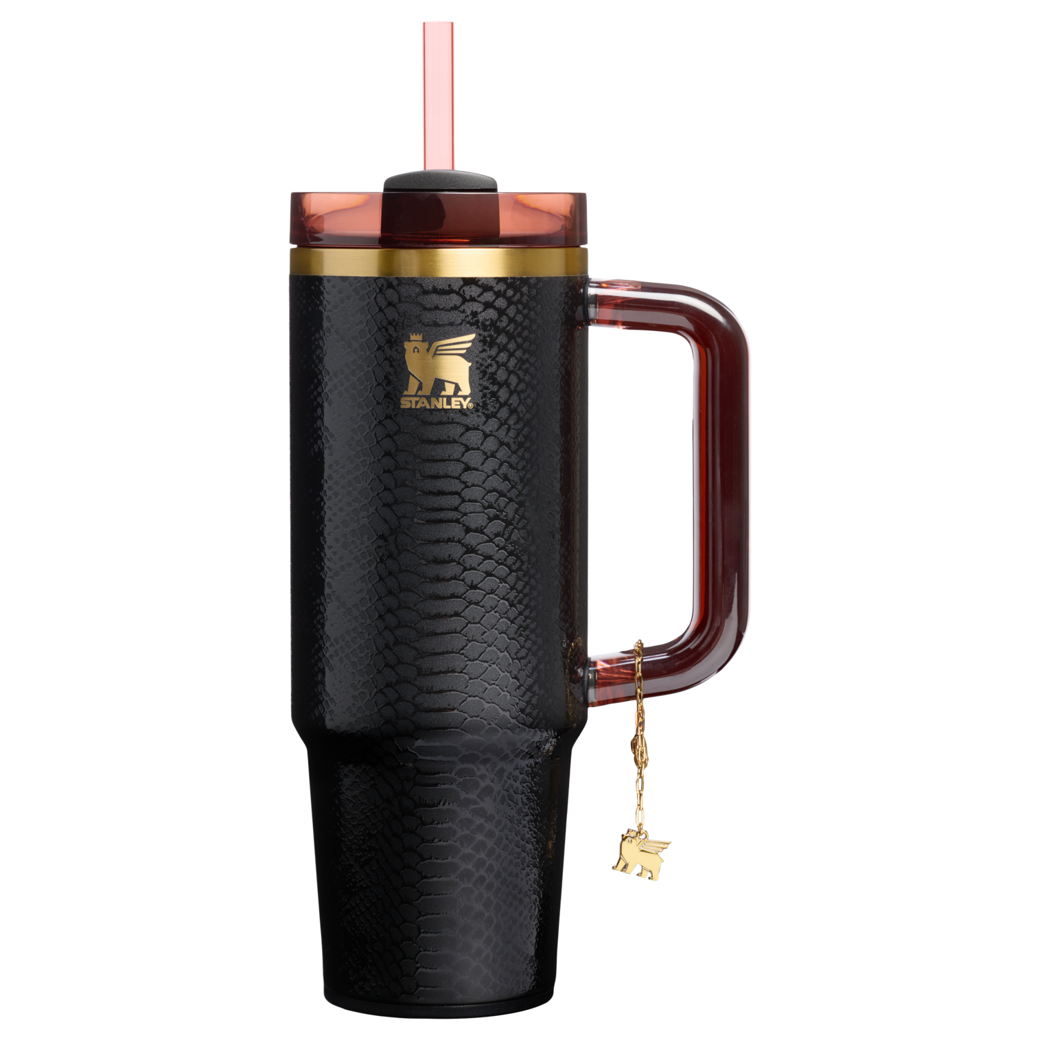 Insulated Travel The Quencher Luxe H2.0 Flowstate Tumbler D171F - 40oz Large Capacity Car-Cup Friendly Quencher - Black Snakeskin