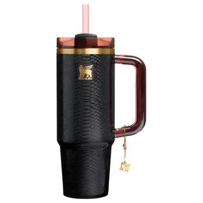 Insulated Travel The Quencher Luxe H2.0 Flowstate Tumbler D171F - 40oz Large Capacity Car-Cup Friendly Quencher - Black Snakeskin