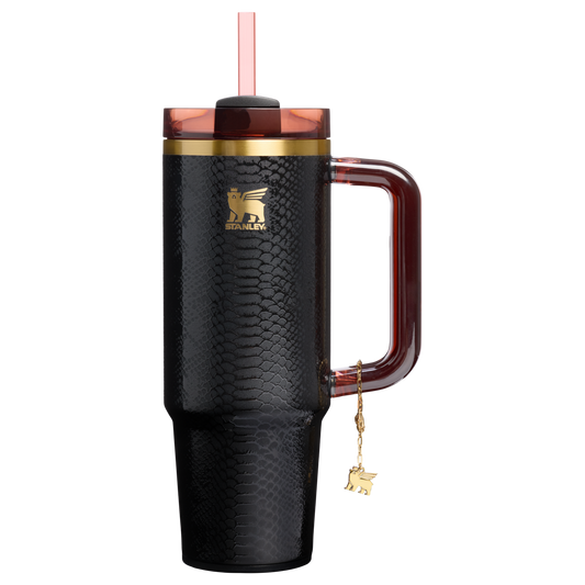Insulated Travel The Quencher Luxe H2.0 Flowstate Tumbler D171F - 40oz Large Capacity Car-Cup Friendly Quencher - Black Snakeskin