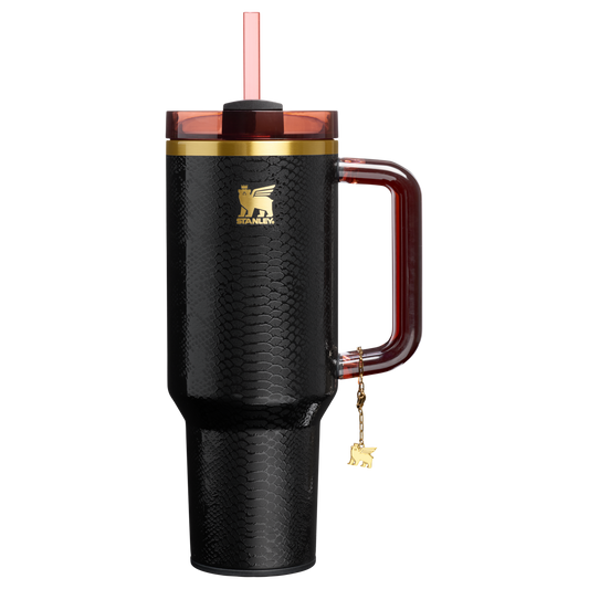 Car-Cup Friendly The Quencher Luxe H2.0 Flowstate Tumbler D170A - Double-Wall Vacuum Insulated Travel Tumbler with Straw - Black Snakeskin