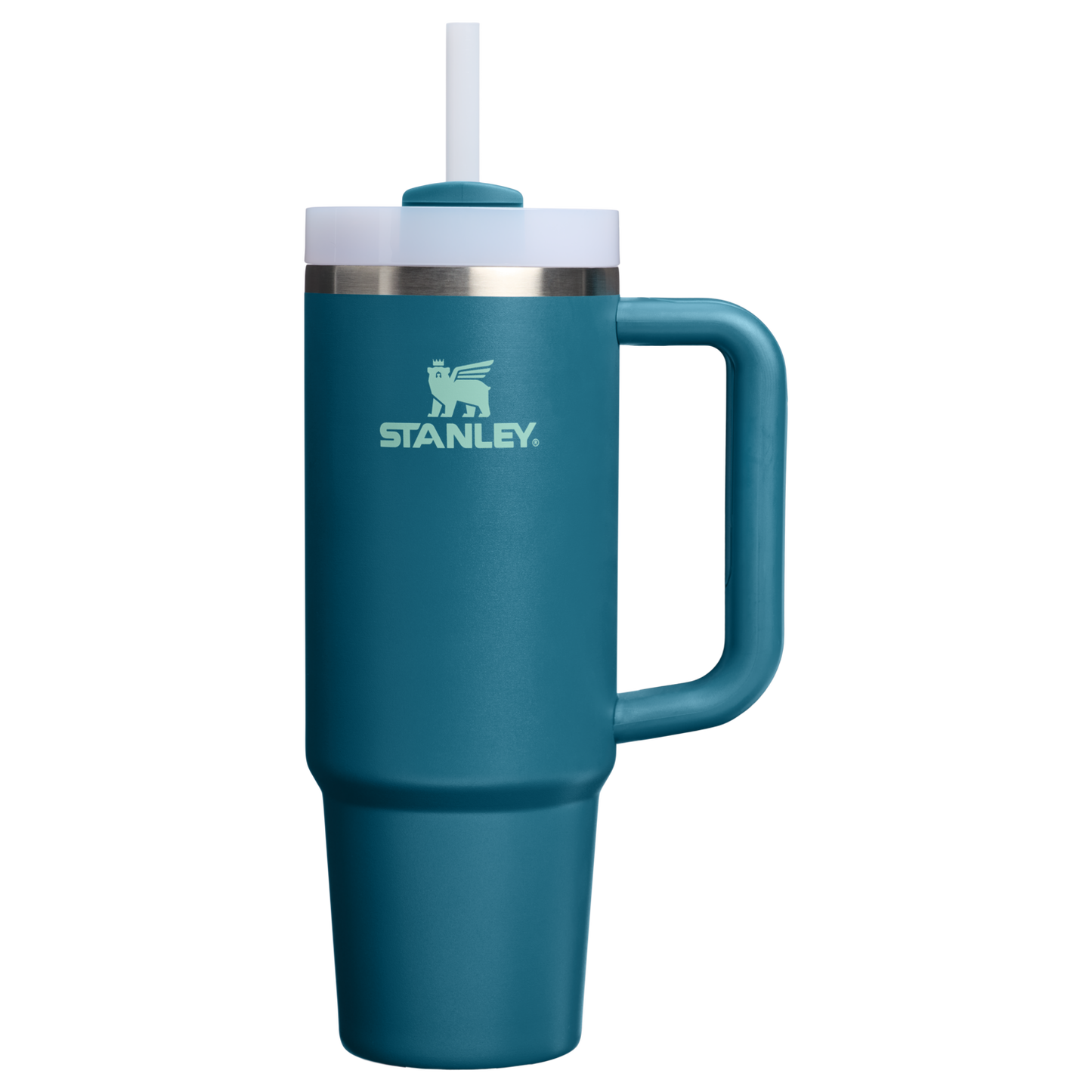 Splash-Resistant FlowState The Quencher H2.0 Flowstate Tumbler | Stanley Create D331C - Double-Wall Vacuum Insulated Travel Tumbler with Straw - Coastal Teal