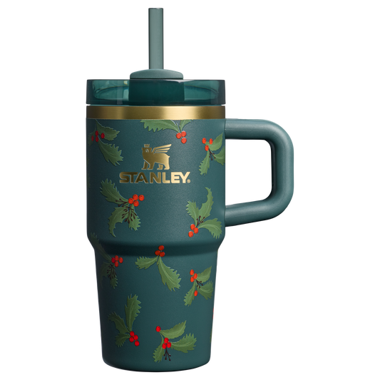 Car-Cup Friendly The Cheers & Cheer Quencher H2.O Flowstate Tumbler D192J - Double-Wall Vacuum Insulated Travel Tumbler with Straw - Holiday Botanical
