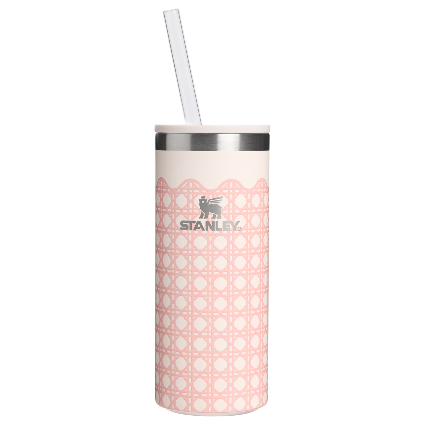 Ice-Retention The Everyday Slim Can Cooler Cup D350R - Heavy-Duty Ice-Retention Food & Beverage Carrier - Rose Quartz Rattan