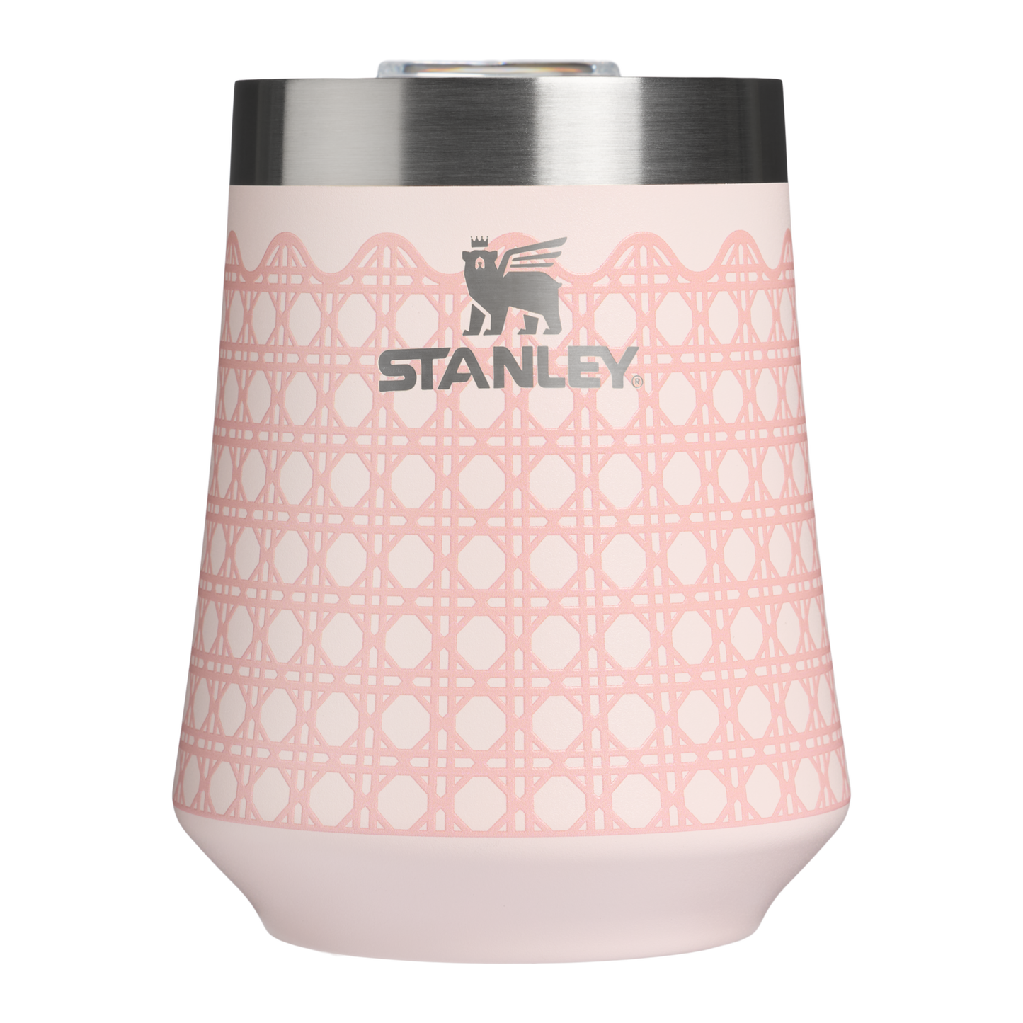 Premium Matte The Reserve Wine Tumbler D352C - Elegant Stemless Vacuum Insulated Wine Tumbler - Rose Quartz Rattan