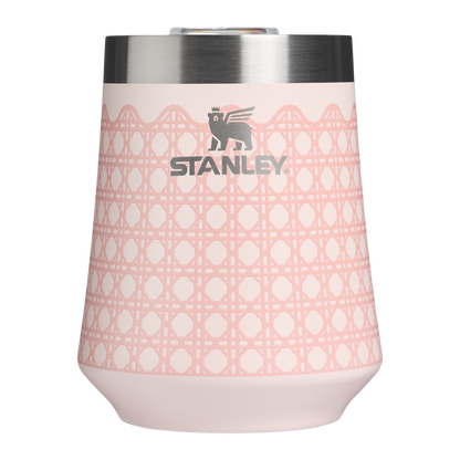 Premium Matte The Reserve Wine Tumbler D352C - Elegant Stemless Vacuum Insulated Wine Tumbler - Rose Quartz Rattan