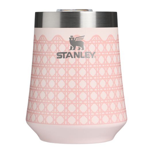 Premium Matte The Reserve Wine Tumbler D352C - Elegant Stemless Vacuum Insulated Wine Tumbler - Rose Quartz Rattan