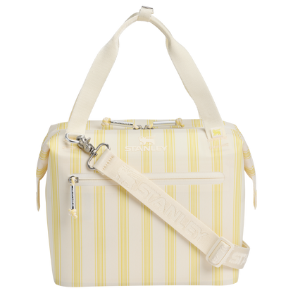 Leak-Proof Insulated The All Day Julienne Mini Cooler D349V - Compact All-Weather Soft-Sided Cooler Backpack - Cream Picnic Stripe