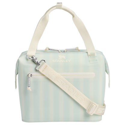 Leak-Proof Insulated The All Day Julienne Mini Cooler D349V - Compact All-Weather Soft-Sided Cooler Backpack - Mist Picnic Stripe