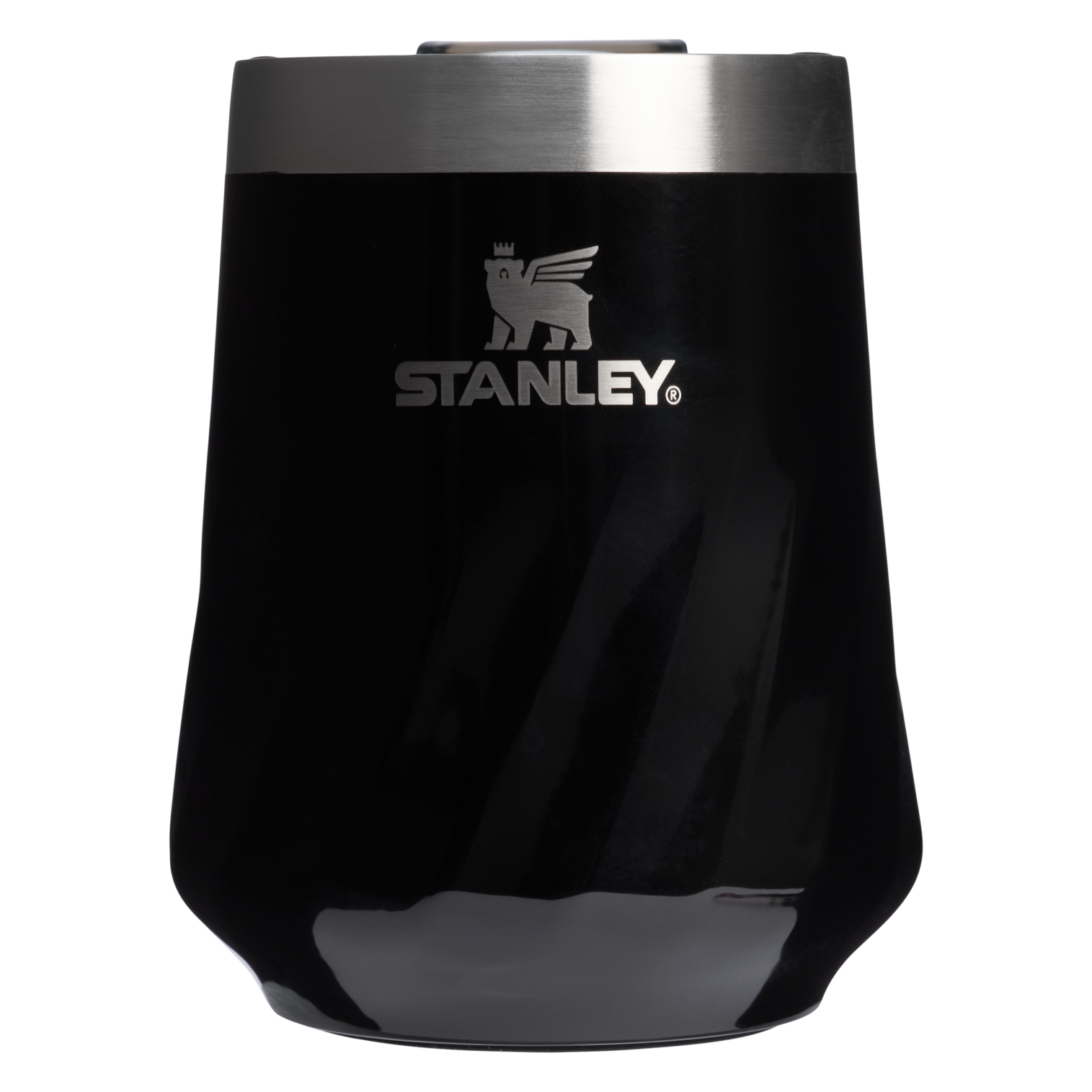 Vacuum Insulated Wine The Textured Reserve Wine Tumbler D141Z - Premium Insulated Egg-Shaped Wine Glass for Outdoors - Black Gloss