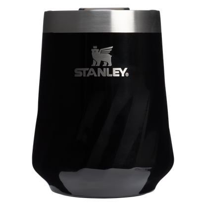 Vacuum Insulated Wine The Textured Reserve Wine Tumbler D141Z - Premium Insulated Egg-Shaped Wine Glass for Outdoors - Black Gloss