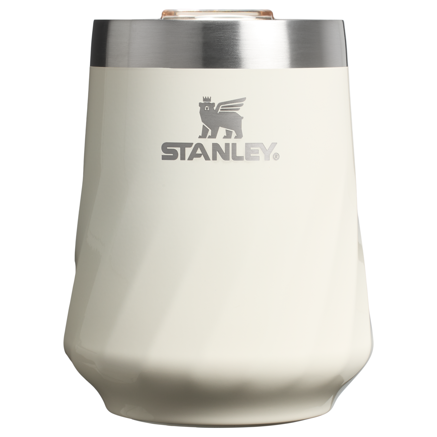 Vacuum Insulated Wine The Textured Reserve Wine Tumbler D141Z - Premium Insulated Egg-Shaped Wine Glass for Outdoors - Cream Gloss