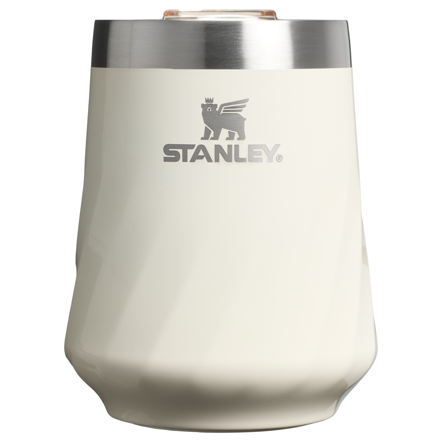 Vacuum Insulated Wine The Textured Reserve Wine Tumbler D141Z - Premium Insulated Egg-Shaped Wine Glass for Outdoors - Cream Gloss