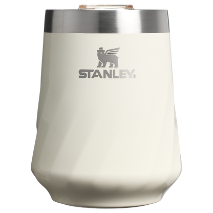 Vacuum Insulated Wine The Textured Reserve Wine Tumbler D141Z - Premium Insulated Egg-Shaped Wine Glass for Outdoors - Cream Gloss
