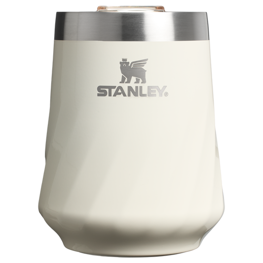 Vacuum Insulated Wine The Textured Reserve Wine Tumbler D141Z - Premium Insulated Egg-Shaped Wine Glass for Outdoors - Cream Gloss