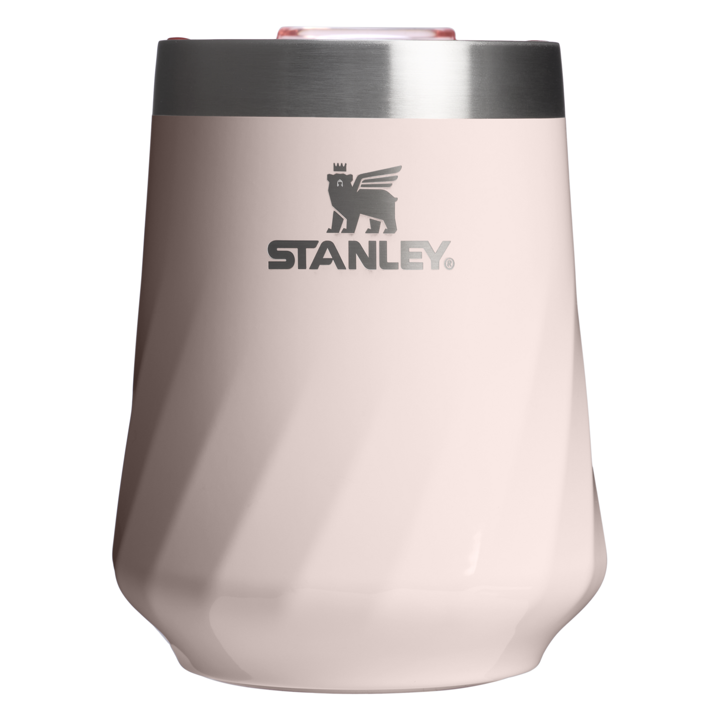 Vacuum Insulated Wine The Textured Reserve Wine Tumbler D141Z - Premium Insulated Egg-Shaped Wine Glass for Outdoors - Rose Quartz Gloss